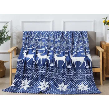 deka XPOSE® Mikroplyšová deka VÁNOCE - modrá 140x200 cm, Mikroplyš + Prodloužená možnost vrácení zboží do 50 dnů