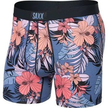 Trenýrky Saxx ULTRA SUPER SOFT BOXER BRIEF FLY hibiscus jungle-blue pánské boxerky