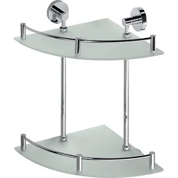 Drátěná police Bemeta Design OMEGA: Polička, rohová, dvojitá, sklo - 104202142