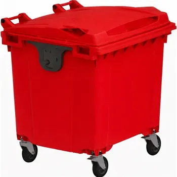 Popelnice NAODPAD Plastový kontejner 1 100 l červený ploché víko