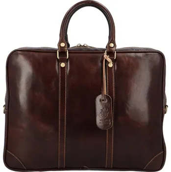 Kabelka Luxusní kožená pracovní taška Velda, tmavě hnědá
