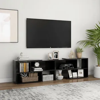 Obývací pokoj vidaXL Marketos TV skříňka černá s vysokým leskem 149x30x52 cm kompozitní dřevo