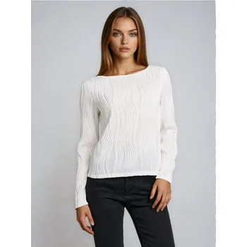 Dámské tričko Sinsay - Halenka s&nbsp;dlouhými rukávy - krémová - 740EU-01X - 740EU-01X-S