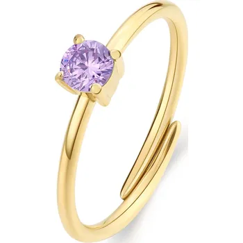 Módní doplněk S'Agapõ Pozlacený prsten s fialovým kubickým zirkonem Dazzly SDZ40 + 2 měsíce na vrácení zboží