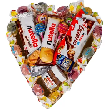 Čokoláda Valentýnské čokoládové srdce Nutella, Kinder a Chupa Chups