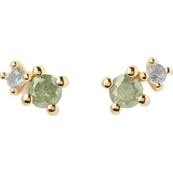 Šperk PDPAOLA Pozlacené náušnice ze stříbra se zirkony Moss Colors AR01-C65-U + 2 měsíce na vrácení zboží