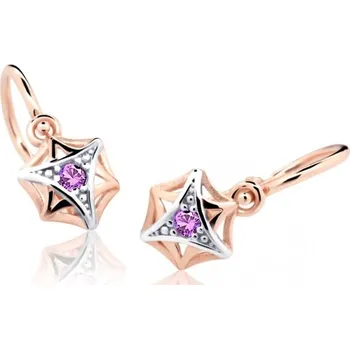 Náušnice Cutie Jewellery Dětské náušnice z růžového zlata C2209-10-X-4 fialová + 2 měsíce na vrácení zboží