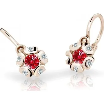 Náušnice Cutie Jewellery Dětské náušnice z růžového zlata C2178-10-X-4 červená + 2 měsíce na vrácení zboží