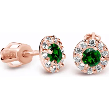 Náušnice Cutie Diamonds Luxusní náušnice z růžového zlata se smaragdy a diamanty DZ60167-30-SM-X-4 + 2 měsíce na vrácení zboží