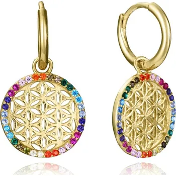 Módní doplněk Viceroy Výrazné pozlacené náušnice 2v1 s barevnými zirkony 15123E100-39 + 2 měsíce na vrácení zboží