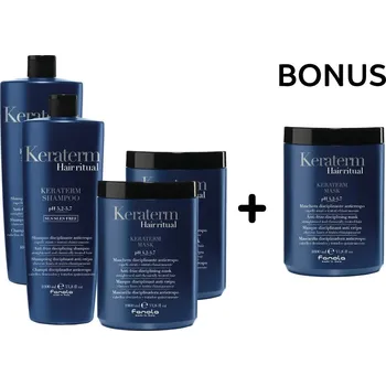 Vlasová regenerace AKCE: Fanola Keraterm Shampoo a Mask - 2x šampón a 2x maska s keratinem s antifrizz efektem, 1000 ml + maska, 1000 ml