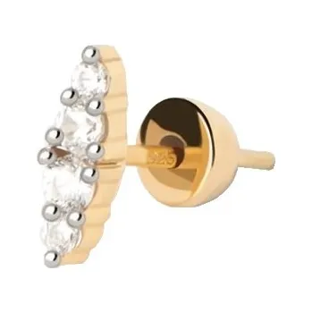 Šperk PDPAOLA Elegantní pozlacená single náušnice se zirkony Gala Vanilla PG01-058-U + 2 měsíce na vrácení zboží