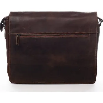 Prostorná pánská pracovní kožená taška Ulrich Green Wood, hnědá