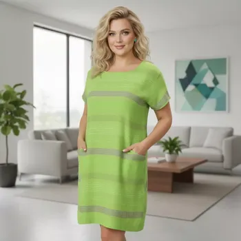 Dámské šaty Dámské zeleno žluté bavlněné letní šaty M2699