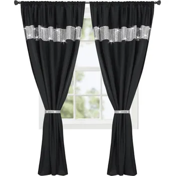 Dekorační závěs se zirkony s řasící páskou AURORA černá 145x250 cm (cena za 1 kus) MyBestHome