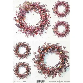 Umělecký papír Rýžový papír na decoupage ITD - Věnce podzimní - R2285