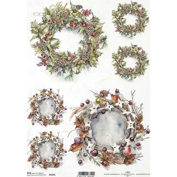 Umělecký papír Rýžový papír na decoupage ITD - Věnce podzimní - R2293