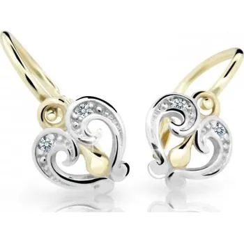 Náušnice Cutie Diamonds Něžné dětské bicolor náušnice ze zlata s brilianty DC2211-10-00-X-1 + 2 měsíce na vrácení zboží