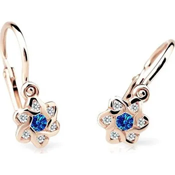 Náušnice Cutie Jewellery Dětské náušnice z růžového zlata C2149-10-X-4 modrá + 2 měsíce na vrácení zboží