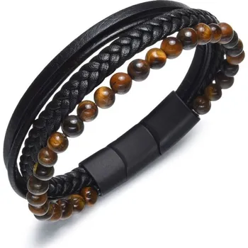 Náramek Diverse Pánský kožený náramek s korálky B1G00208 + 2 měsíce na vrácení zboží