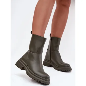 Dámská zimní obuv Dámské kotníkové boty na platformě ML245 Khaki tmavě zelená - Diamantique khaki-tm.zelená 40