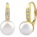 Silvego Stříbrné/pozlacené náušnice CASSIDY s bílou perlou Swarovski® Crystals LPS0639ESWWGP + 2 měsíce na vrácení zboží