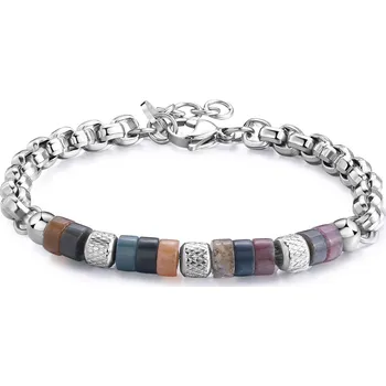 Náramek S'Agapõ Pánský ocelový náramek s achátem Riot SRT34 + 2 měsíce na vrácení zboží