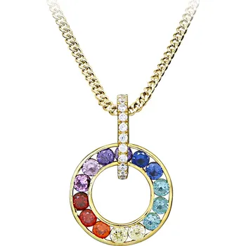 Módní doplněk Silver Cat Pozlacený náhrdelník s barevnými kubickými zirkony SC583 (řetízek, přívěsek) + 2 měsíce na vrácení zboží