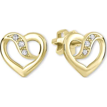 Šperk Soliter Romantické náušnice ze žlutého zlata Srdíčka 239 001 00909 + 2 měsíce na vrácení zboží