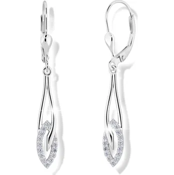 Módní doplněk Modesi Elegantní stříbrné visací náušnice se zirkony M02321 + 2 měsíce na vrácení zboží