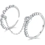 MOISS Půvabný dvojitý prsten ze stříbra se zirkony R00022 49 mm + 2 měsíce na vrácení zboží