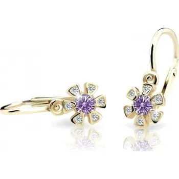 Náušnice Cutie Jewellery Zlaté dětské náušnice C2156-10-X-1 fialová + 2 měsíce na vrácení zboží