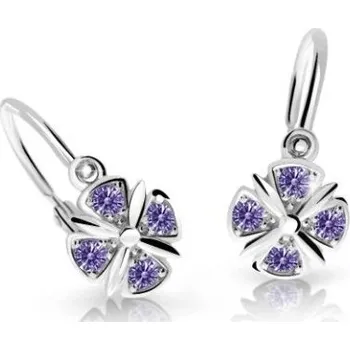 Náušnice Cutie Jewellery Slušivé dětské náušnice z bílého zlata C2245-10-X-2 fialová + 2 měsíce na vrácení zboží