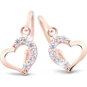 Náušnice Cutie Diamonds Dětské srdíčkové náušnice z růžového zlata s brilianty DC2757-10-00-X-4 + 2 měsíce na vrácení zboží