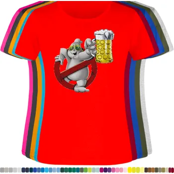 Dámské tričko damske-levne-bavlnene-tricko-digitalni-potisk-duch-pivo Barva: Red - červená, velikost: L