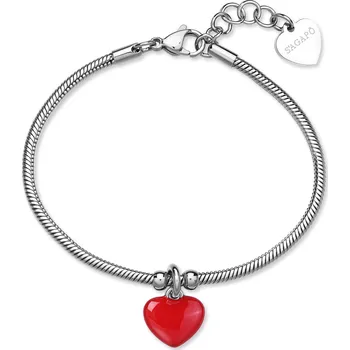 Módní doplněk S'Agapõ Slušivý ocelový náramek s přívěskem srdce Click SCK291 + 2 měsíce na vrácení zboží