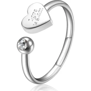Módní doplněk S'Agapõ Blyštivý ocelový prsten Srdce s krystalem Click SCK88 + 2 měsíce na vrácení zboží