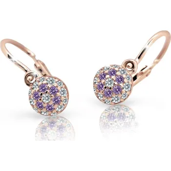 Náušnice Cutie Jewellery Dětské náušnice z růžového zlata C2150-10-X-4 fialová + 2 měsíce na vrácení zboží