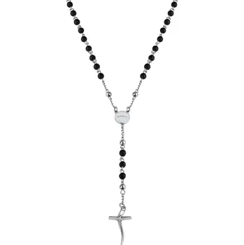 Módní doplněk BREIL Nadčasový korálkový náhrdelník růženec s křížkem Code TJ2990 + 2 měsíce na vrácení zboží