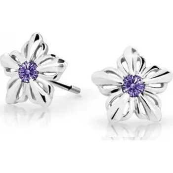 Náušnice Cutie Jewellery Dětské kytičkové náušnice z bílého zlata C2238-30-X-2 fialová + 2 měsíce na vrácení zboží