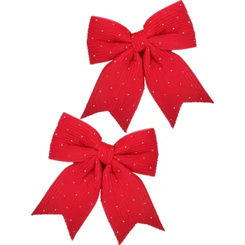 Vánoční dekorace Sada 2 ks vánočních dekorativních mašlí Santa Lila 13,5x14,5 cm červená