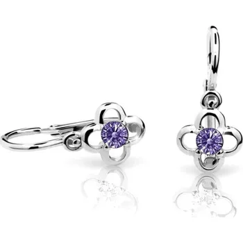 Náušnice Cutie Jewellery Dětské náušnice z bílého zlata C1944-10-X-2 fialová + 2 měsíce na vrácení zboží