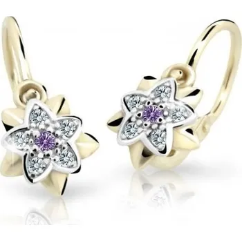 Náušnice Cutie Jewellery Zlaté dětské náušnice C2210-10-X-1 fialová + 2 měsíce na vrácení zboží