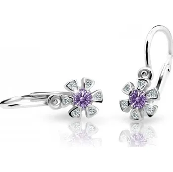 Náušnice Cutie Jewellery Dětské náušnice z bílého zlata C2156-10-X-2 fialová + 2 měsíce na vrácení zboží