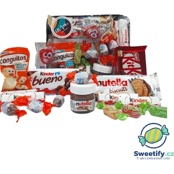Čokoláda Valentýnský dárkový tác Kinder, Nutella a sladkosti – mini dárkový set