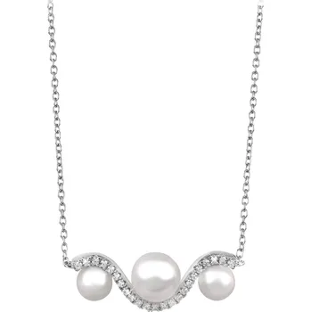 Módní doplněk Silver Cat Elegantní stříbrný náhrdelník se zirkony a perlou SC340 + 2 měsíce na vrácení zboží
