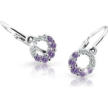 Náušnice Cutie Jewellery Dětské náušnice z bílého zlata C2154-10-X-2 fialová + 2 měsíce na vrácení zboží