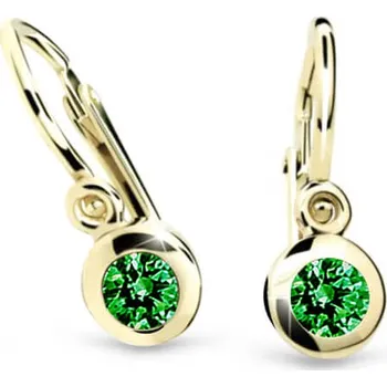 Náušnice Cutie Jewellery Zlaté dětské náušnice C1537-10-X-1 zelená + 2 měsíce na vrácení zboží