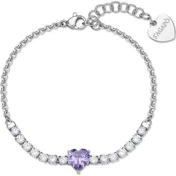 Náramek S'Agapõ Módní ocelový náramek se zirkony Srdce Dazzly SDZ153 + 2 měsíce na vrácení zboží