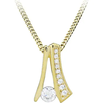 Módní doplněk Silver Cat Slušivý pozlacený náhrdelník s kubickými zirkony SC545 (řetízek, přívěsek) + 2 měsíce na vrácení zboží